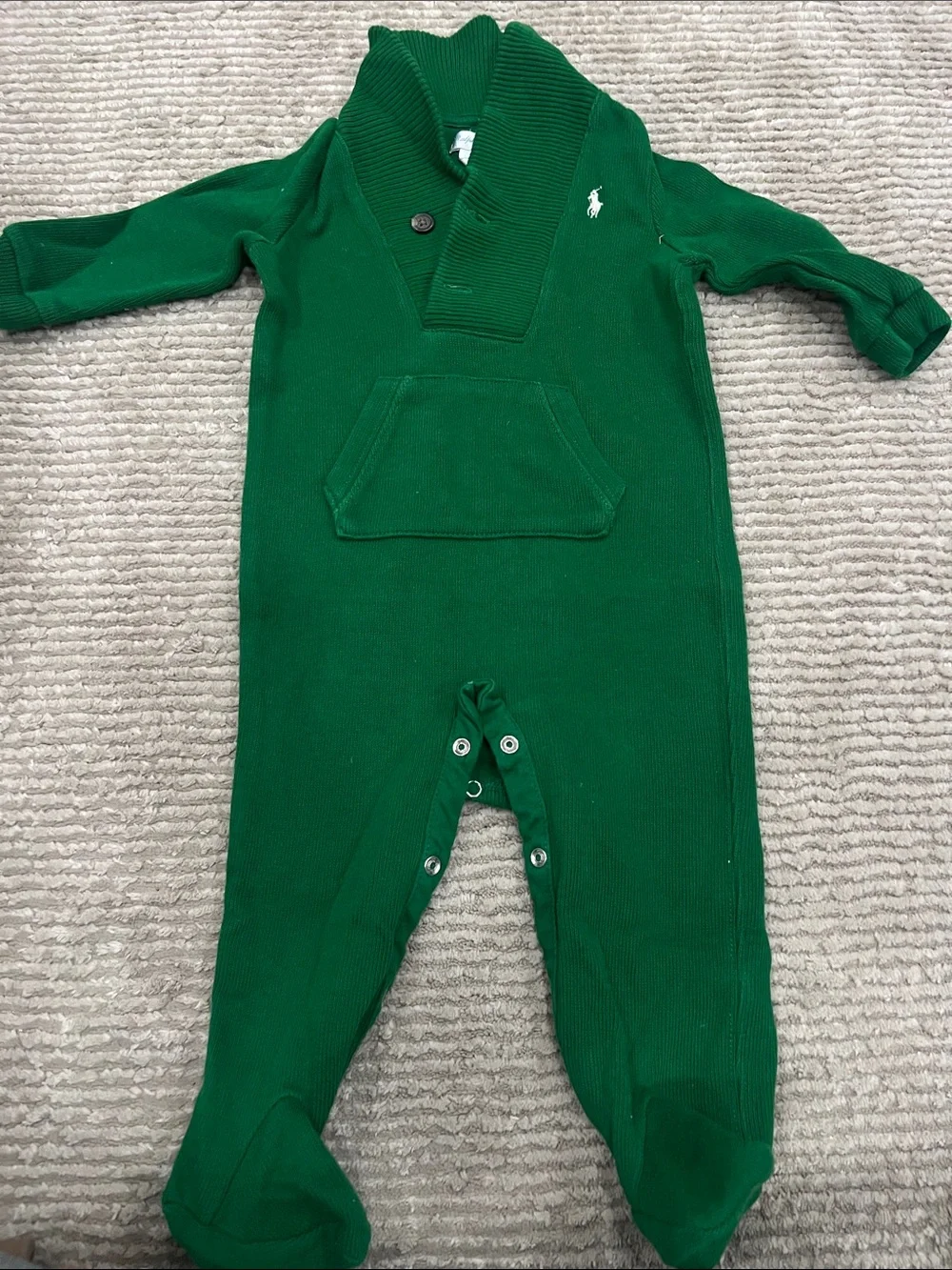Polo by Ralph Lauren Green Collar Knit Footie